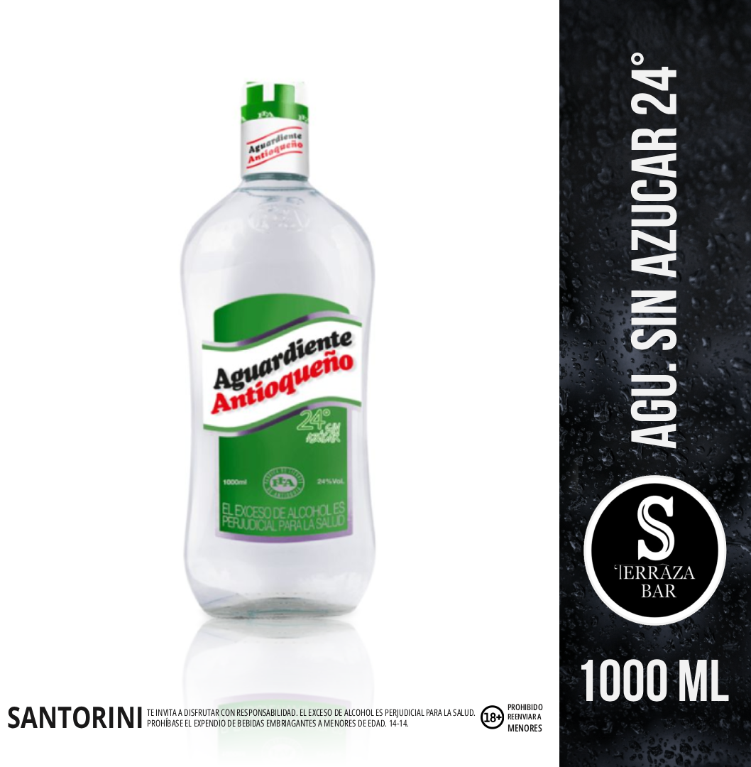 Aguardiente sin azucar 24° - 1000 ML